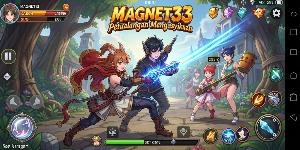 Tangkapan layar gameplay MAGNET33 menunjukkan aksi seru dalam pertarungan Anime.