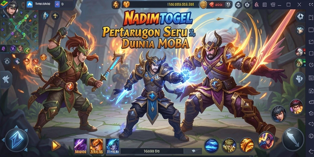 Screenshot gameplay NADIMTOGEL yang menampilkan pertarungan epik di arena.