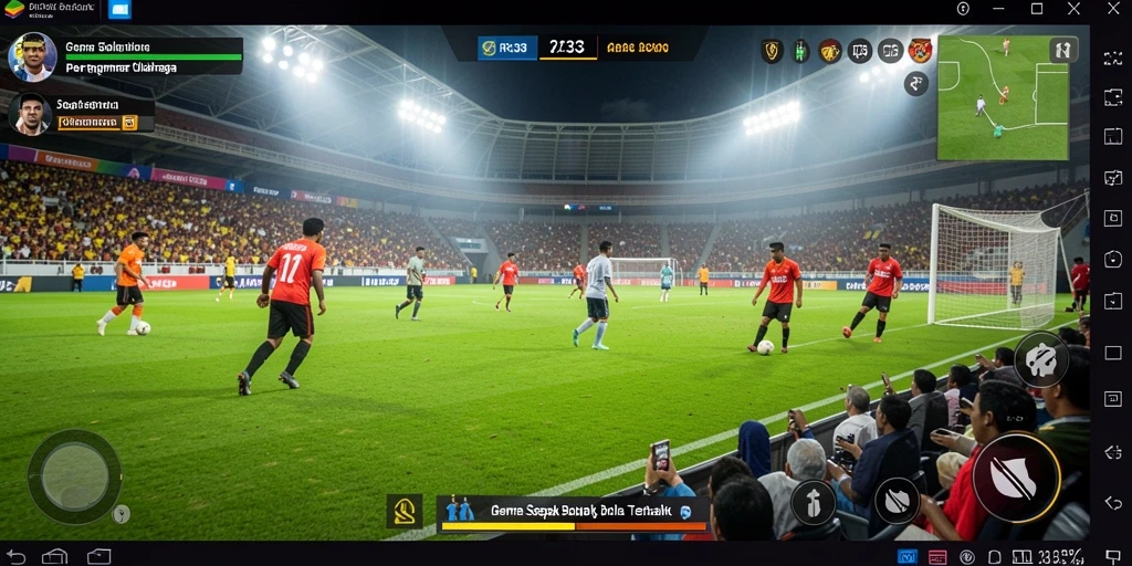Tampilan gameplay RR33 dengan aksi sepak bola yang mendebarkan.