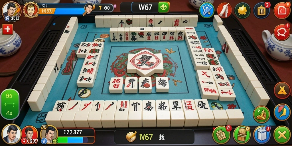 Tampilan gameplay Mahjong yang menarik di W67.